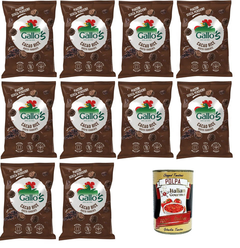 Riso Gallo Riso Cacao Rices Gallos con riso neroal gusto Fondente,Gallo Rice Kakaoreis Gallos Reis mit dunklem schwarzem Reis 10x30gr + Italian Gourmet Polpa di Pomodoro 400g Dose