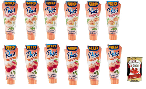 Rio Mare Patè Testpaket Tonno und Tonno Salmone rosa Lachs Thunfischcreme 12x 100g Streichfähige