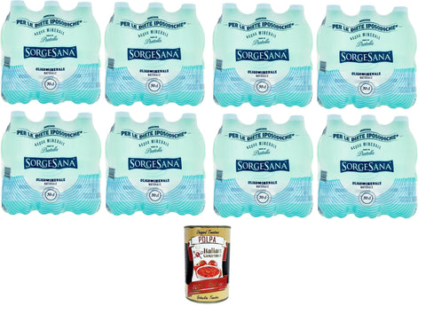 Sorgesana Acqua Oligominerale Naturale Natürliches oligomineralisches Mineralwasser 48x50cl+ Italian Gourmet polpa 400g