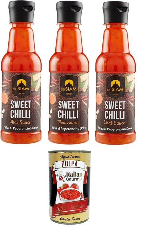 Siam Süße Chilly-Sauce 3x250 ml+ Italian Gourmet polpa 400g
