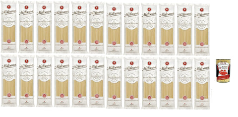 La Molisana Pasta, Spaghetto Quadrato n. 1, Italienische Weizennudeln - Bronze -durchbohrt, rau und hartnäckig mit ausgezeichneter Kochhalte - 24x 500 g + italian Gourmet polpa 400g