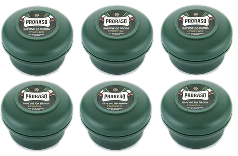 Proraso 6x Rasierseife 150ml Eukalyptus, Menthol, Glycerin für empfindliche Haut von Herren