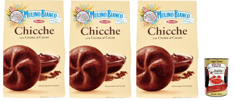 Mulino Bianco Chicche kakao, Biscotti Con Crema Al Cacao, Kakaocreme Kekse, biscuits cookies, 3x 200g + Italian Gourmet polpa 400g