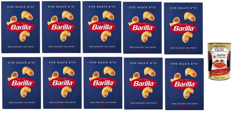 10x Pasta Barilla Pipe Rigate Nr. 91, 100% italienisch Nudeln 500 g pack + Italian Gourmet polpa 400g