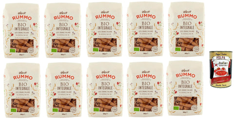 Rummo Pasta Integrale Elicoidali N° 49 , Vollkornnudeln Nudeln Vollkorn Italienische Pasta 10x 500g + Italian Gourmet polpa 400g
