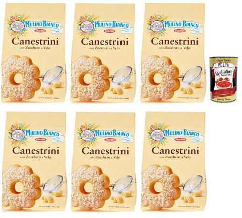 Mulino Bianco Canestrini Biscotti Con Zucchero A Velo, Kekse mit Zucker mit Eiszeit, Frische Butter und Eier, cookies biscuits, 6x 200g + Italian Gourmet polpa 400g