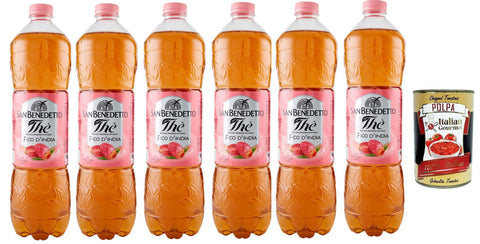 San Benedetto Thè Fico d'india, 6x 1,5 L, Eistee The' Feigen von Indien PET Einweg, ice tea erfrischend, Ohne Konservierungsstoffe und künstliche Farbstoffe + Italian Gourmet polpa 400g