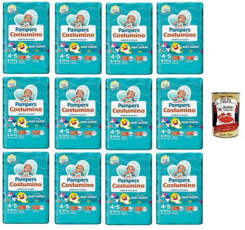 Pannolino Costumino Kostümwindel Freiheit im Wasser 12x 198gr Packung mit 11 Kostümen + Italian Gourmet polpa 400g