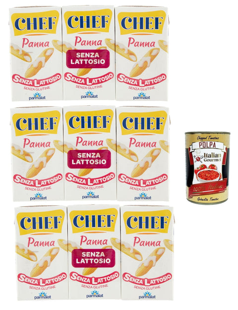 Parmalat Chef Panna Senza Lattosio, Laktosefreie Kochcreme Glutenfrei 3x (3x 125ml) Sauce zum Kochen + italian Gourmet polpa 400g