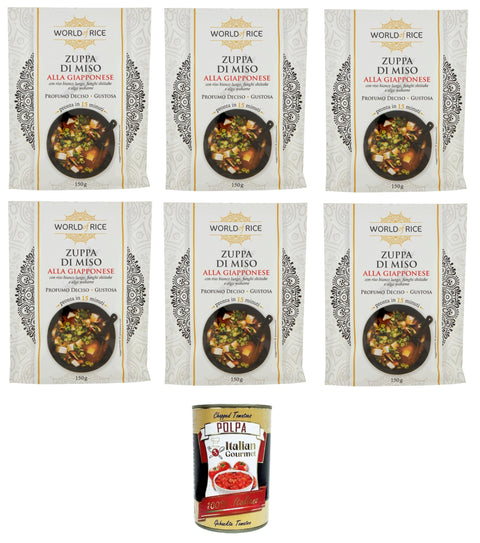 World of Rice Zuppa di Miso alla Giapponese, Japanische Miso-Suppe, 6x150 g+ Italian Gourmet polpa 400g