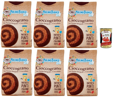 Mulino Bianco Cioccograno Biscotti con Farina Integrale e Cioccolato, Kekse mit Vollkornmehl und Schokolade, biscuits, cookies, 6x 330g + Italian Gourmet polpa 400g