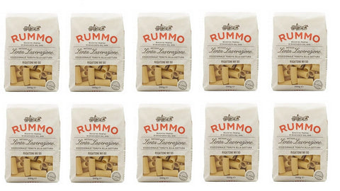 10x Rummo Rigatoni N°50 Pasta Lenta Lavorazione Teigwaren aus Hartweizengrieß Bronze-Zeichnung 500g