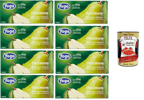 Yoga Succhi di Frutta Optimum Pera,Birnen Fruchtsäfte, Alkoholfreies Erfrischungsgetränk 24x200ml + Italian Gourmet Polpa di Pomodoro 400g Dose