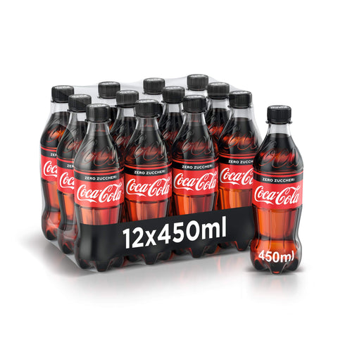 12x Coca-Cola Zero Zuccheri ohne zucker Italian alkoholfreies Getränk PET 450ml Coca Cola Softdrink