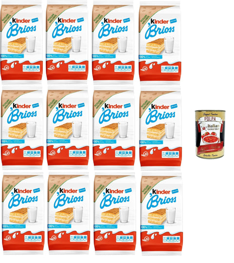 Kinder Brioss - 10 Snacks Schwammkuchen, natürlich zu 100% italienischer Milchfüllung, ausgezeichnet zum Frühstück und Snack, 12x 270 + Italian Gourmet polpa 400g