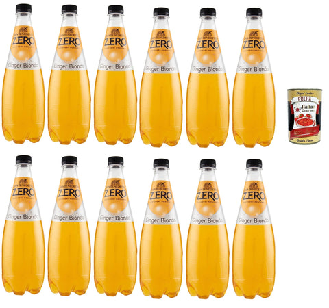 San Benedetto Ginger biondo Zero PET aperitivo ohne Zucker 12x 0,75l, hne Zucker Softdrink ohne Zucker, erfrischend Aperitiv-Aperif sugarfree + Italian Gourmet polpa 400g