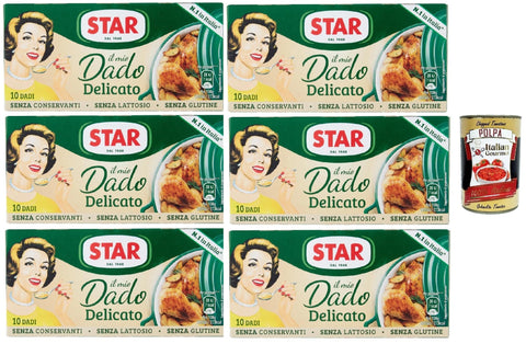 Star il mio Dado Delicato 10 Dadi, Suppenwürfel Brühe empfindlich reich an Geschmack, 6x 100 g + Italian Gourmet polpa 400g