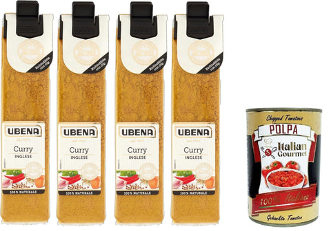 UBENA Curry Inglese, Englisches Curry, mittelscharfer und süßer Geschmack, Gewürzmischung zum Würzen von Reisgerichten, Fisch, Geflügel, 30 g Clipbeutelformat + Italian Gourmet polpa 400g