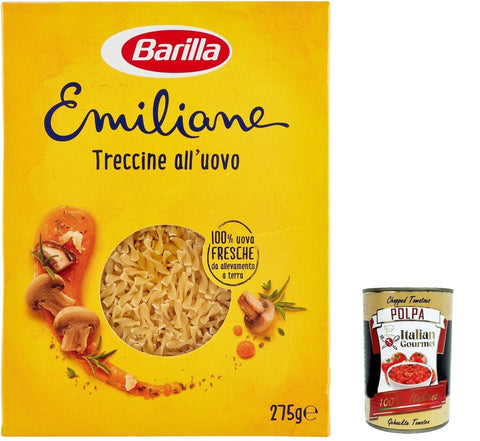 10x Barilla Pasta all' Uovo Le Emiliane Taglierini, Eiernudeln, Pasta mit Ei 275g + Italian Gourmet polpa 400g