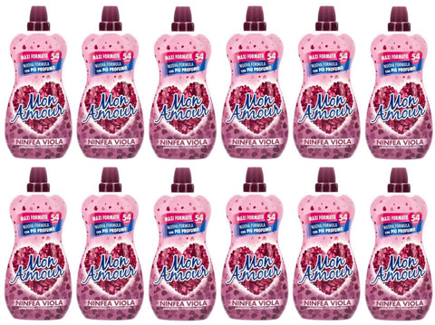 12er-Pack Felce Azzurra Mon Amour Konzentrierter Weichspüler,Ammorbidente Concentrato Ninfea Viola,54 Wäschen,1350ml