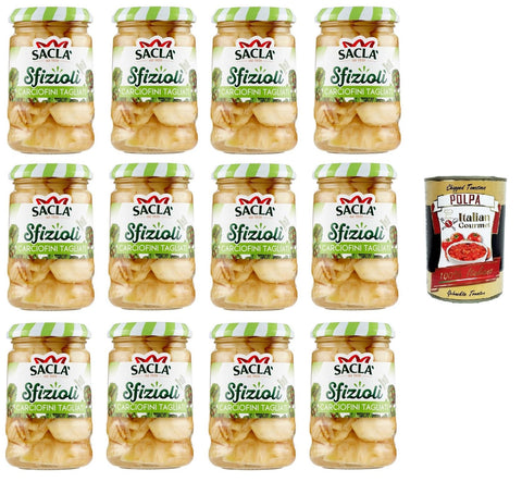 Saclà Sfiziolì Carciofini Tagliati Geschnittene Artischocken 12x205 g+ Italian Gourmet polpa 400g