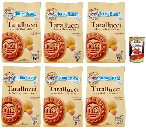 Mulino Bianco Tarallucci Biscotti con Uova Fresche 100% italiane, Kekse mit 100 % frischen italienischen Eiern, biscuits, cookies, 6x 350 g + Italian Gourmet polpa 400g