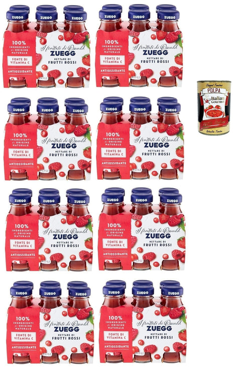 Zuegg Nettare di Frutti Rossi, Roter Fruchtnektar, Roter Fruchtsaft, Erfrischendes alkoholfreies Getränk, 48x 125ml Einweg-Glasflasche + Italian Gourmet polpa 400g