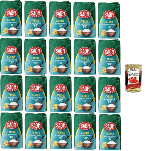 Saom Farina di Grano Tenero 00 Weichweizenmehl italienischer Herkunft 20x1 kg + Italian Gourmet polpa 400g