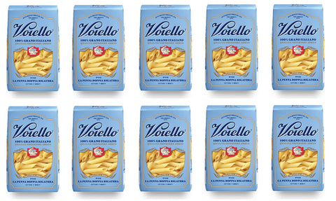 10x Voiello La Penna Doppia Rigatura n°152 Pasta 100% Italienischer Weizen 500g Teigwaren aus Hartweizengrieß Bronze-Zeichnung