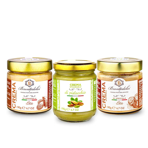 Sweet Nut Creme Aufstrich Set | 40% Nüsse | 3x190g | Brontedolci | Italien