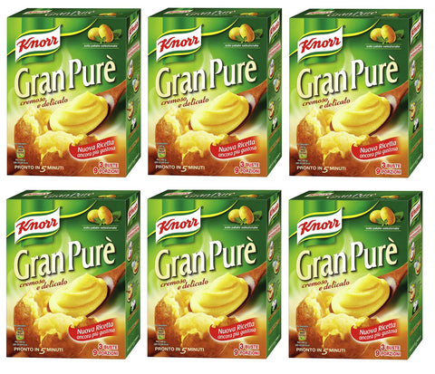 6x Knorr Gran Purè Cremoso e Delicato Zubereitet für Glutenfreies Kartoffelpüree 225g Jede Packung Enthält 3 Beutel mit 75g Kartoffel Püree