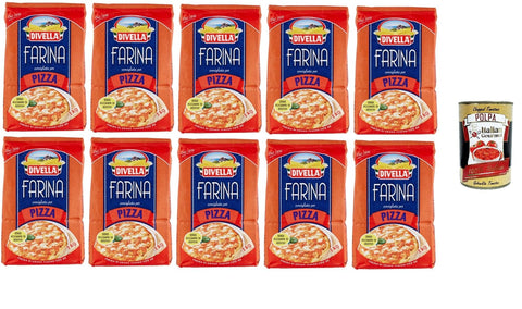 10x DIVELLA-MEHL FÜR PIZZA 1 KG + Italian gourmet polpa 400g