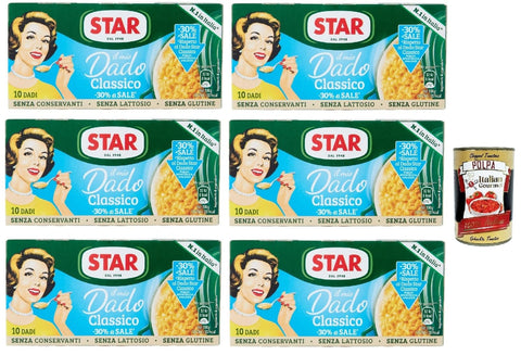 Star il mio Dado Classico -30% di Sale 10 Dadi, Suppenwürfel Brühe klassisch reich an Geschmack mit -30% salz, 6x 100 g + Italian Gourmet polpa 400g