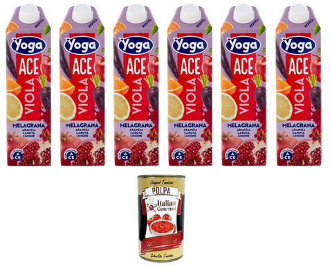 Yoga ACE Viola Mehrfruchtsaft, Melagrana, Arancia, Carota, Limone, Lila Granatapfel Orange Karotte Zitrone 6x1L+ Italian Gourmet Polpa di Pomodoro 400g