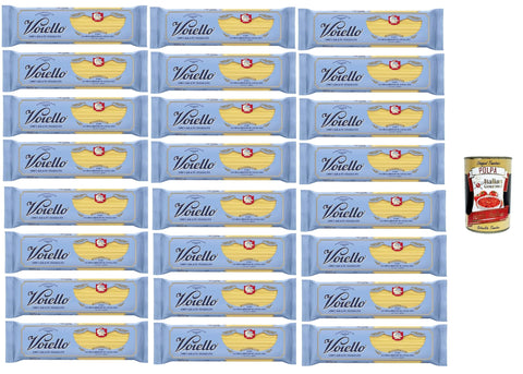Voiello Pasta Spaghetti scanalati, Nudeln 100% italienische N. 107, Bronze -Zeichnen, 24x 500g + Italian Gourmet polpa 400g
