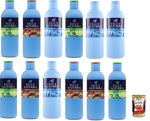 Testpaket Paglieri Felce Azzurra 12x Duschgel unverwechselbares Parfüm spendet der Haut Feuchtigkeit 650 ml + Italian Gourmet polpa 400g