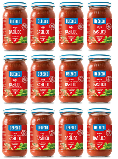 12x De Cecco Sugo al Basilico Genovese DOP Sauce mit Genoveser Basilikum mit 100% italienischen Tomaten 200g