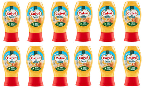 12x Calvé Salsa Cheddar Tafelsauce Soße Cheddar-Sauce Squeeze Würzsaucen 100% recycelbare Flasche 245ml