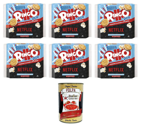 Pavesi Ringo Pop Kekse gefüllt mit Sahne mit Popcorngeschmack -6x 165 gr+ Italian Gourmet polpa 400g