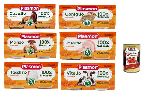 Plasmon Carne Testpaket 6x (2x80g) Mit italienischem Fleisch, 100% natürlich, ohne Stärken und Räume hinzugefügt + Italian Gourmet polpa 400g