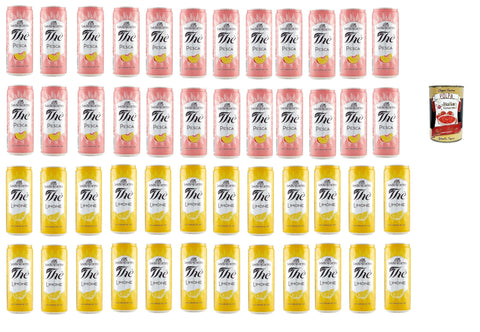 San Benedetto Testpaket, Thè Pesca und limone 48x 33cl, Eistee The' Pfirsich und zitrone dosen Einweg, ice tea erfrischend, Ohne Konservierungsstoffe + Italian Gourmet polpa 400g