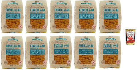 Rummo Pasta Fusilli N° 48 senza Glutine, gluten free, 100% italienische Pasta nudeln glutenfrei 10x 400g + Italian Gourmet polpa 400g