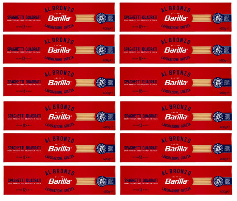 12x Barilla Spaghetti Quadrati al Bronzo Bronze Gezogene Pasta 400g Rohe Verarbeitungsmethode