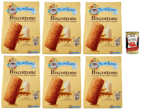 Mulino Bianco Biscottone Biscotti con Latte Fresco 100% italiano, Kekse mit frischer Milch 100% Italienisch, biscuits cookies 6x 700 g + Italian Gourmet polpa 400g