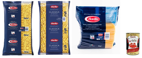 Testpaket 3x 5kg Pasta Barilla Fusilli Spaghetti Penne rigate Ristorante italienisch Nudeln 5kg pack + Italian Gourmet polpa