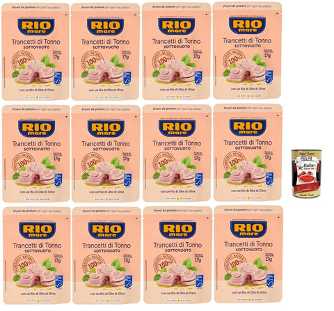 Rio Mare Trancetto Di Tonno con olio di oliva, Thunfischstücke mit nativem Olivenöl extra 12x 70g + Italian Gourmet polpa 400g