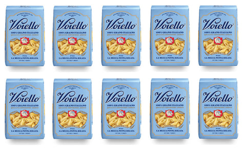 10x Voiello La Mezza Penna Rigata n°154 Pasta 100% Italienischer Weizen 500g Teigwaren aus Hartweizengrieß Bronze-Zeichnung