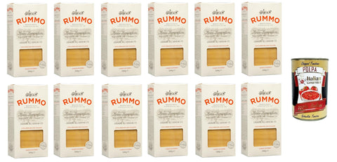 Rummo Lasagne all'uovo n.173 Bronze Gezeichnete, Pasta mit ei, Eierpaste 12x Packungen mit 500 g + Italian Gourmet polpa 400g