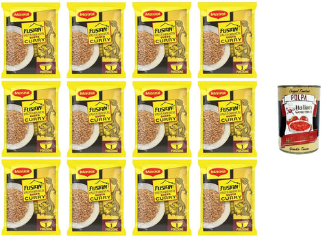 12x MAGGI FUSIAN CURRY TASTE Instant-Nudeln und Curry-Gewürz, 71 g + Italian Gourmet polpa 400g