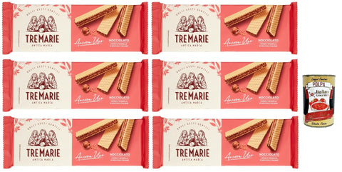 Tre Marie Ancora Uno Wafer Nocciolato Waffel gefüllt mit Haselnusscreme und gehackte Haselnüsse 6x 140g + Italian Gourmet polpa 400g